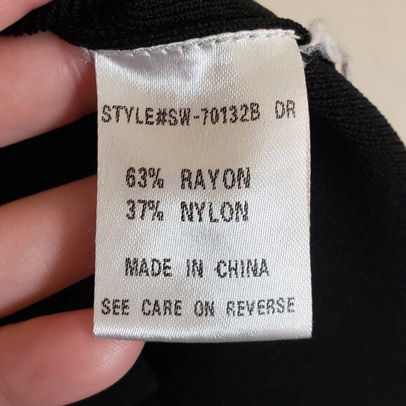 Uniq Black Silver Stripe Knit Dress Women's Medium Casual Fall Autumn Neutral - Picture 6 of 7